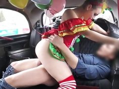 Sweet babe in costume likes drivers cock