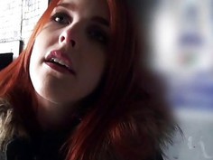 Redhead Czech girl facialed for money