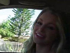 Blonde teen Staci Carr gets her pussy pounded in the car