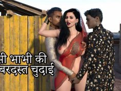 Desi bhabhi gets double fucked by strangers - big tits, tight pussy, hot threesome