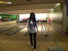 This hottie lost me bowling challenge and needs to suck my dick