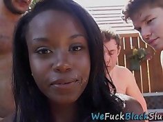 Black hottie gets bukkaked