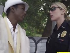 Black thug fucking two nasty and busty female police officers