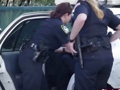 White female cops with huge butts and tits are fucking in threesome with black men