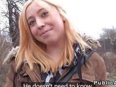 Euro blonde fucks huge cock in public pov